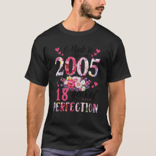 Tillverkad 2005 Blommigt 18 år gammal 18:e födelse T Shirt