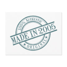 Tillverkad 2005 Födelseår Rund Gummistämpel Logo