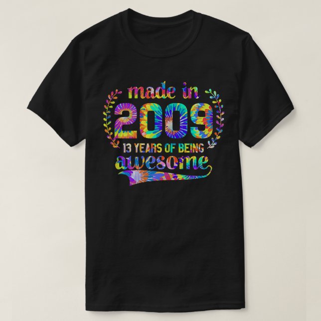 Tillverkad 2009 13 år av Fantastisk födelsedag T Shirt (Design framsida)