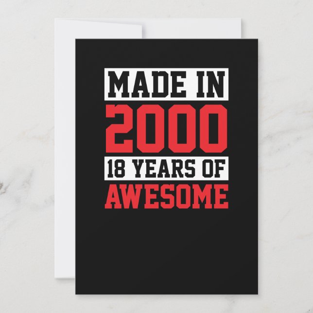 Tillverkad År 2000, 18 År Av Awesome Födelsedag Inbjudningar (Framsida)