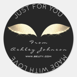 Tillverkad av Glitter Lash Beauty Black Guld Makeu Runt Klistermärke