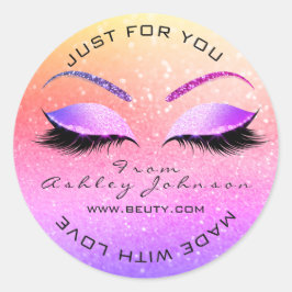 Tillverkad av Glitter Lash Beauty Ombre Rosa Makeu Runt Klistermärke