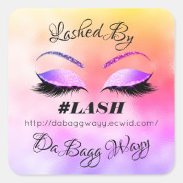 Tillverkad av Glitter Lash Beauty Ro Makeup Ombre Fyrkantigt Klistermärke