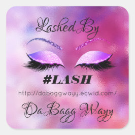 Tillverkad av Glitter Lash Beauty Ro Rosa Makeup Fyrkantigt Klistermärke