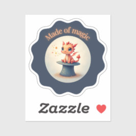 Tillverkad av magiska - Kute Dragon-etikett Klistermärken