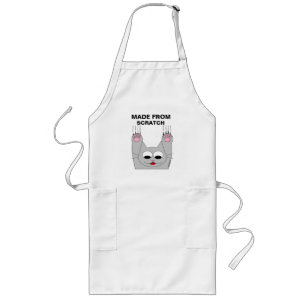 Tillverkad av Scratch Cute Smiling Cat Apron Långt Förkläde