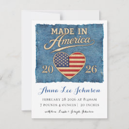 Tillverkad i Amerika Födelseannons Julkort