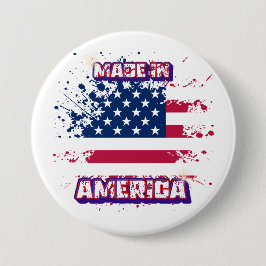 "Tillverkad i Amerika" Målad fläckig amerikansk fl Knapp