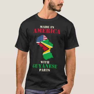 Tillverkad i Amerika med Guyanska delar USA Guyana T Shirt