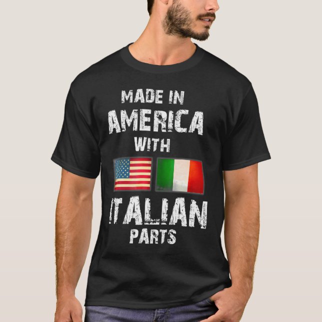Tillverkad i Amerika med italienska reservdelar -  T Shirt (Framsida)