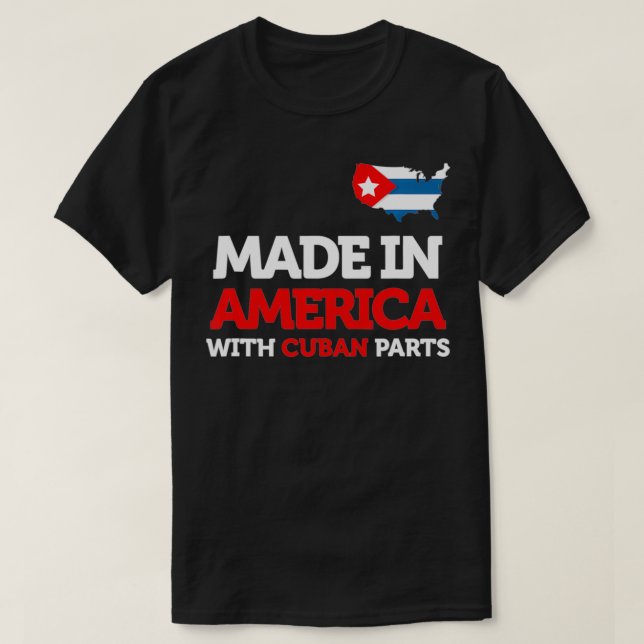 Tillverkad i Amerika med kubanska delar Kuba USA p T Shirt (Design framsida)