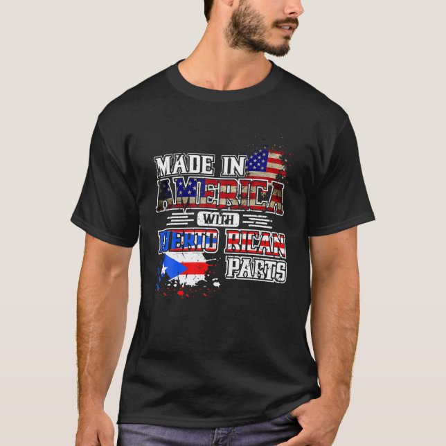 Tillverkad i Amerika med Puerto Rican Parts T Shir T Shirt (Framsida)