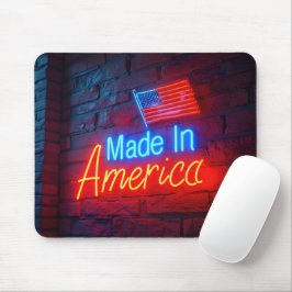 Tillverkad i Amerika Neon-signatur på bricka Musmatta