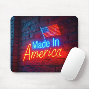 Tillverkad i Amerika Neon-signatur på bricka Musmatta