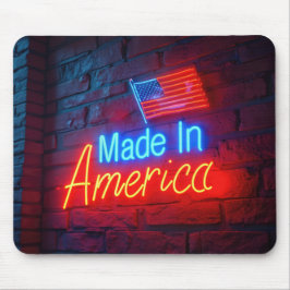 Tillverkad i Amerika Neon-signatur på bricka Musmatta