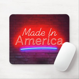 Tillverkad i Amerika Neon-signatur på bricka Musmatta