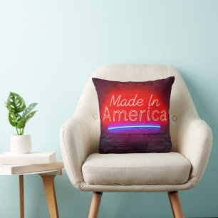 Tillverkad i Amerika Neon skylt på tegel Kudde