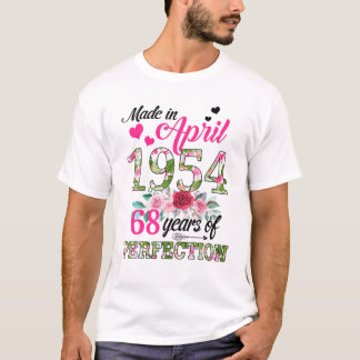 Tillverkad i april 1954 Blommigt 68 år gammal 68 å T Shirt