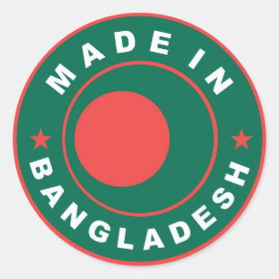 Tillverkad i Bangladesh land flagga etikett frimär
