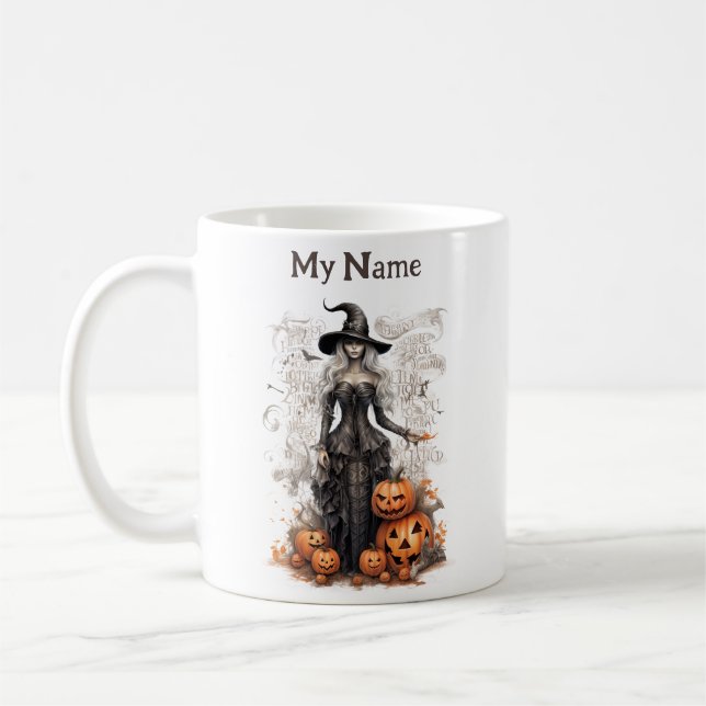 Tillverkad i Bläck Elixir: Halloween Witch Customi Kaffemugg (Vänster)