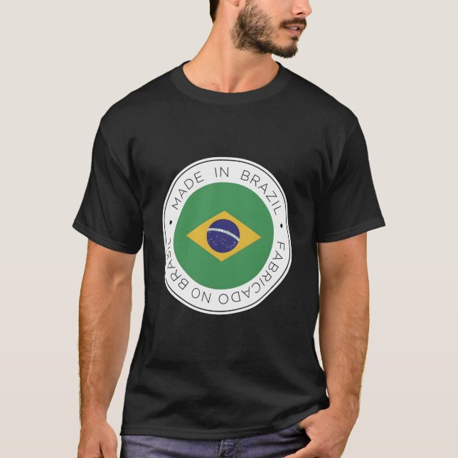 Tillverkad i Brasiliansk Flagga T Shirt (Framsida)