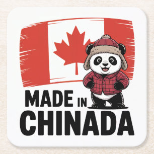 Tillverkad i Chinada Panda - kanadensiska Underlägg Papper Kvadrat