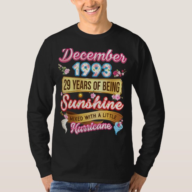 Tillverkad i december 1993 flicka 29 år gammal 29  t shirt (Framsida)