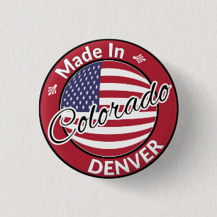 Tillverkad i Denver Colorado USA flagga Knapp