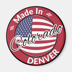 Tillverkad i Denver Colorado USA flagga Magnet