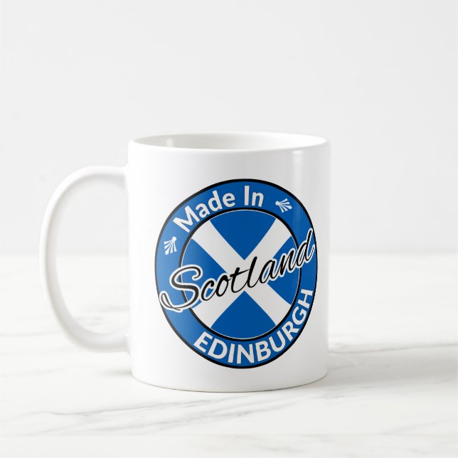 Tillverkad i Edinburgh Scotland Saltire Flagga Kaffemugg (Vänster)