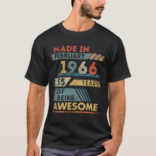 Tillverkad i februari 1966 55 år gammal 55:e födel t shirt