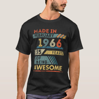 Tillverkad i februari 1966 55 år gammal 55:e födel t shirt