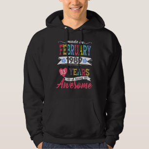 Tillverkad i februari 1989 33 år av Fantastisk 33 Hoodie