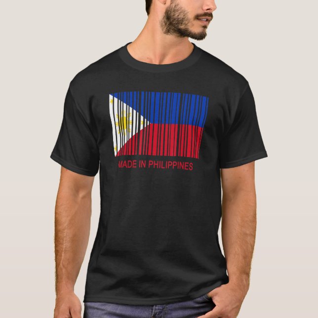 Tillverkad i Filippinerna Flagga Streckkod T Shirt (Framsida)