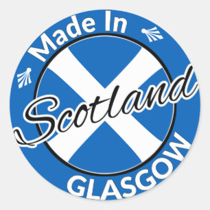 Tillverkad i Glasgow Scotland Saltire Flagga Runt Klistermärke