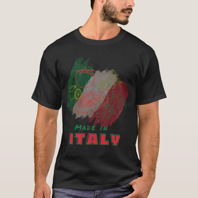Tillverkad i Italien - italienska Food Art Pasta & T Shirt (Framsida)