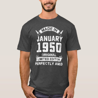 Tillverkad i januari 1950 Födelsedagspresenter i 7 T Shirt