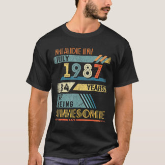Tillverkad i juli 1987 34 år gammal 34:e födelseda t shirt