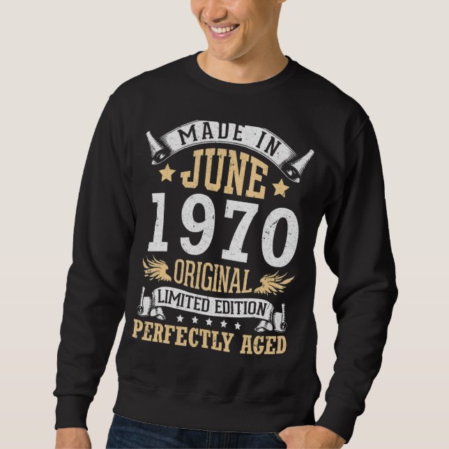 Tillverkad i juni 1970 Ursprunglig, perfekt Åldras Lång Ärmad Tröja (Framsida)