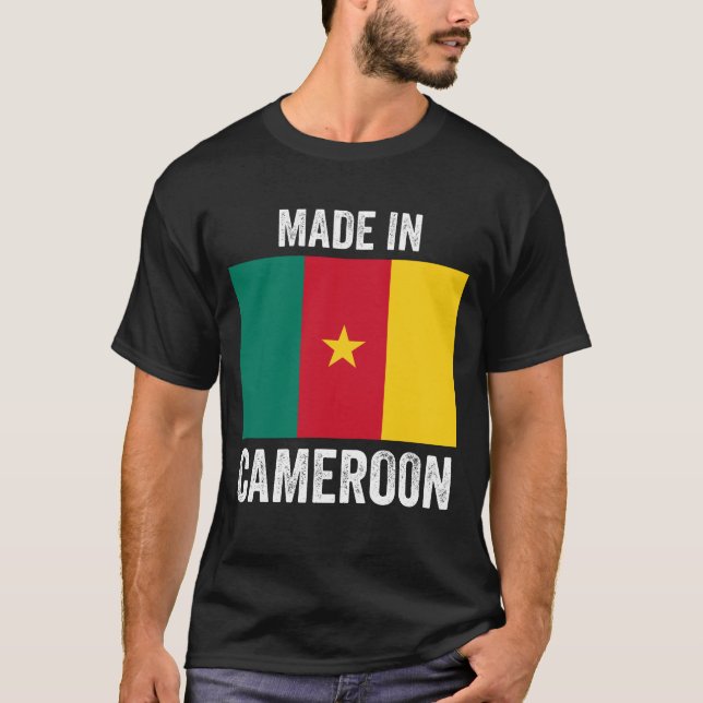 Tillverkad i Kamerun/World Land National Flagga T Shirt (Framsida)