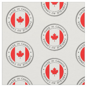 Tillverkad i Kanada, Fabrique Au Canada, på White Tyg