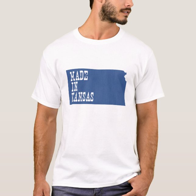 Tillverkad i Kansas Kansan Karta Shaped Bird State T-shirt (Framsida)