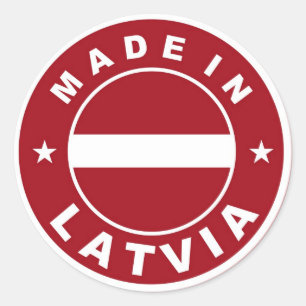Tillverkad i latvia land flagga produktetikett run runt klistermärke