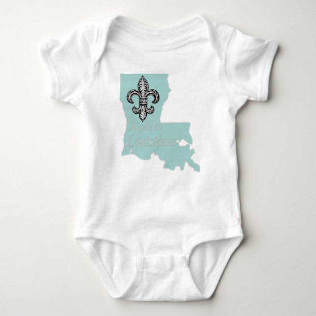 Tillverkad i Louisiana Fleur de Lys Baby Creeper R Tee Shirt (Framsida)