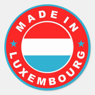 Tillverkad i luxembourg land flagga produktetikett runt klistermärke