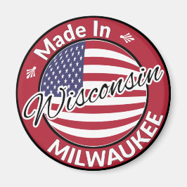 Tillverkad i Milwaukee Wisconsin USA flagga Magnet
