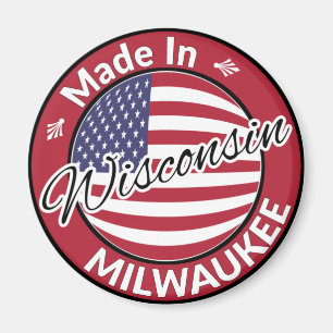 Tillverkad i Milwaukee Wisconsin USA flagga Magnet