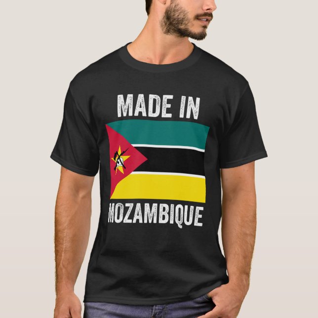 Tillverkad i Moçambique/World Land National Flagga T Shirt (Framsida)