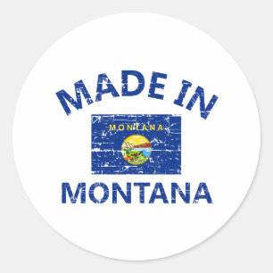 Tillverkad i MONTANA United Stater Flagga design Runt Klistermärke