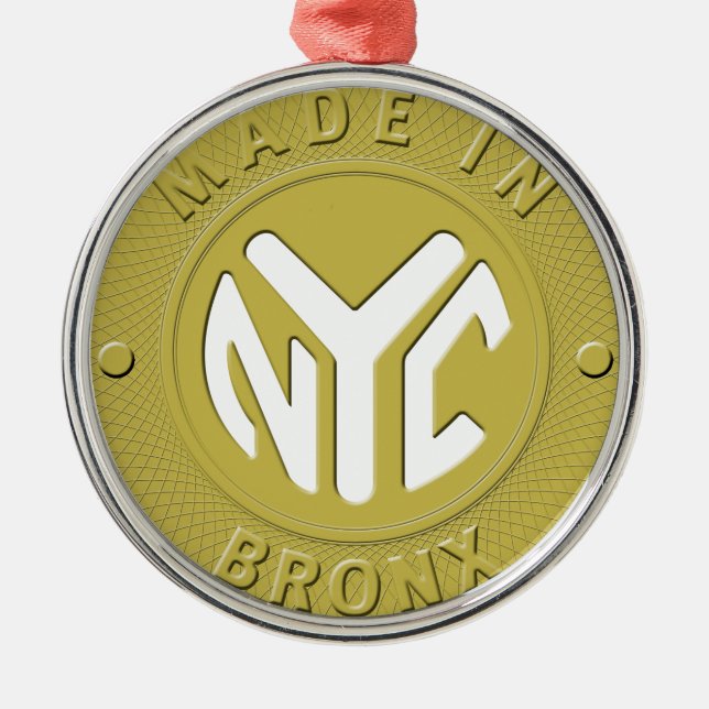 Tillverkad I New York Bronx Julgransprydnad Metall (Framsidan)